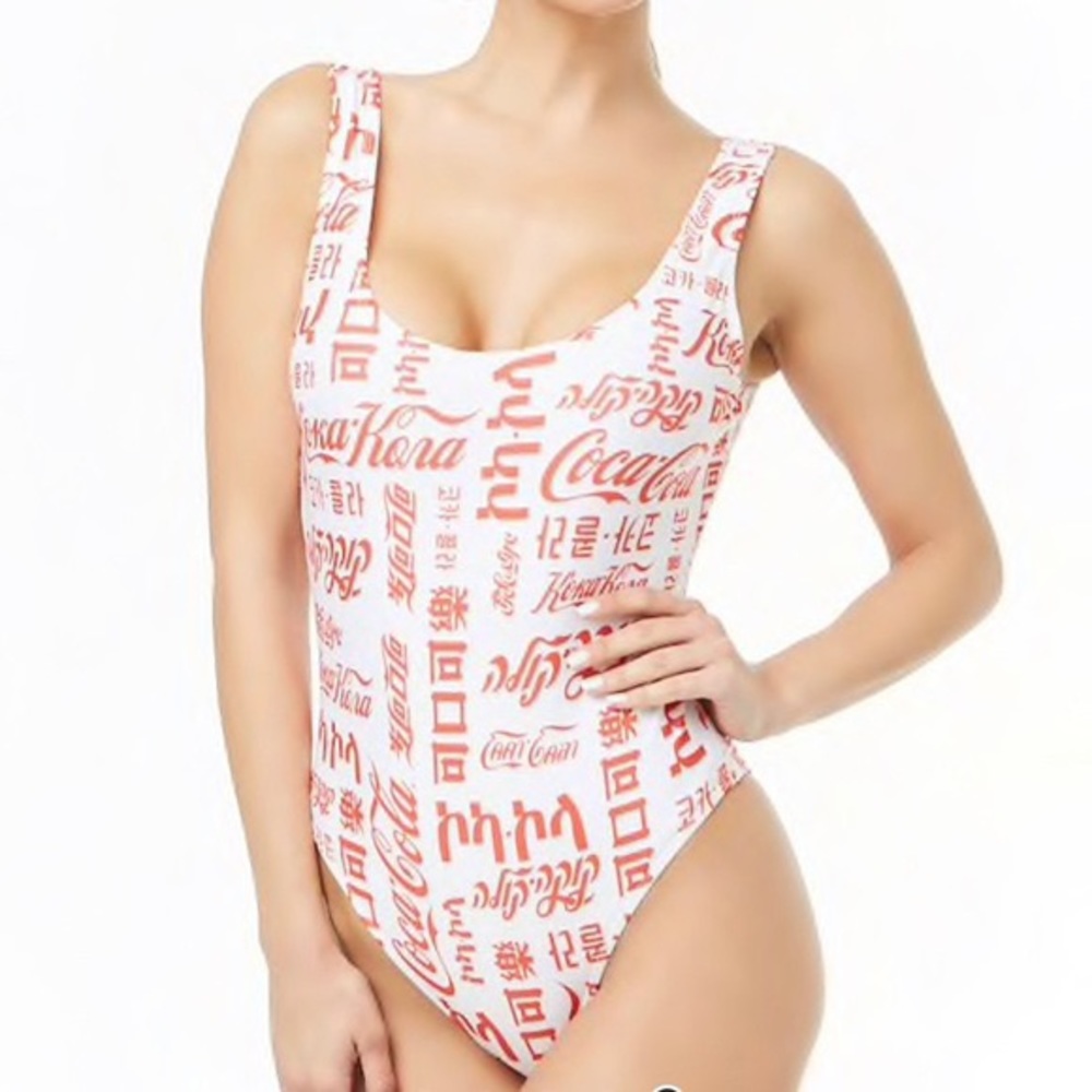 Coca Cola Different Languages One Piece Swimsuit